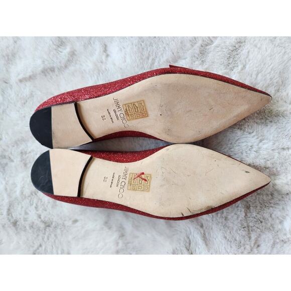 NWD Jimmy Choo Glitter Flat Bow Size EU 37 Red - Picture 10 of 15